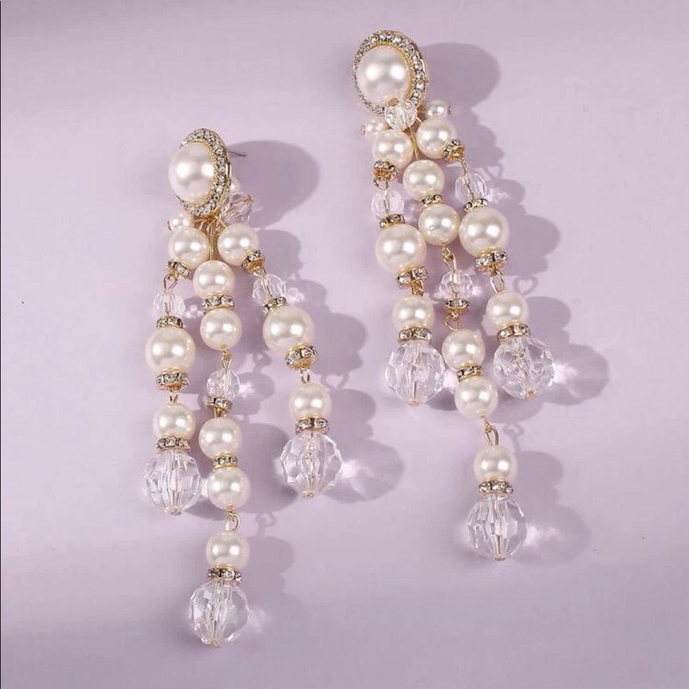 NWOT Faux Pearl Bead Drop Earrings
